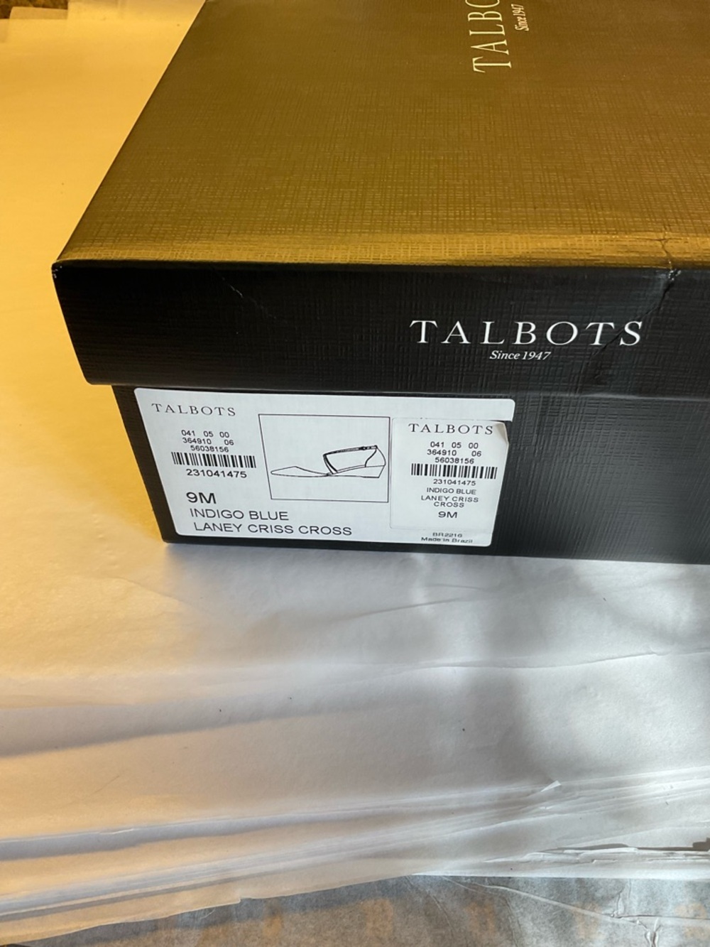 Talbots Navy Suede Cross Cross Wedge Heels 9 New - Picture 7 of 7
